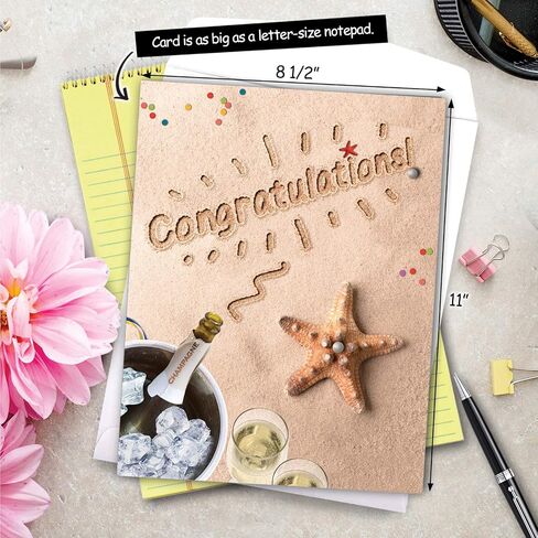 The Best Card Company - بطاقة تهنئة كبيرة للحظ السعيد (8.5 × 11 بوصة) - بالونات، بطاقة ملونة للأطفال (ليست ثلاثية الأبعاد أو مرتفعة) - رسائل منتفخة Good Luck J5651SGLG-US in Kuwait