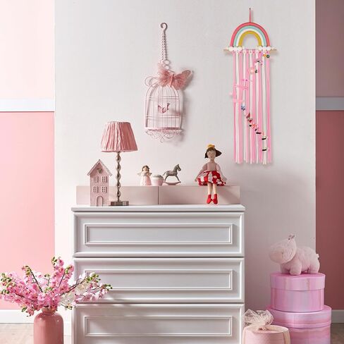 Claw Clip Holder For Children Girls - Rainbow Bow Holder For Girls -Clip organizer Decor For Room, Door, Wall (Pink (Width: 9.8inch)) in Saudi Arabia