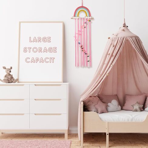 Claw Clip Holder For Children Girls - Rainbow Bow Holder For Girls -Clip organizer Decor For Room, Door, Wall (Pink (Width: 9.8inch)) in Saudi Arabia