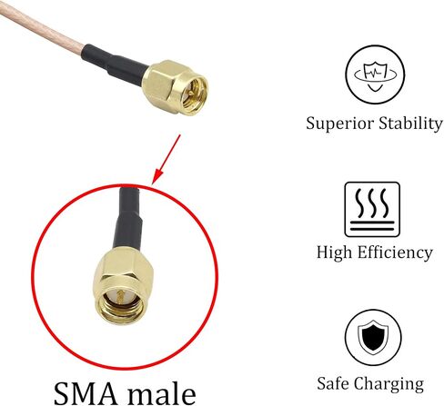 RG316 SMA Extension Cable SMA Male to SMA Male Connector Cable Adapter Jumper for Antenna Router Wi-Fi Cable Network Analyzer etc.[2Pack-7.9inch/20cm] in Saudi Arabia
