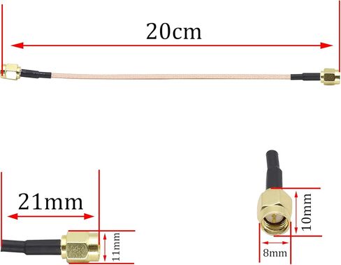 RG316 SMA Extension Cable SMA Male to SMA Male Connector Cable Adapter Jumper for Antenna Router Wi-Fi Cable Network Analyzer etc.[2Pack-7.9inch/20cm] in Saudi Arabia