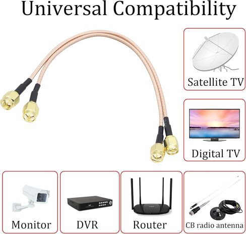 RG316 SMA Extension Cable SMA Male to SMA Male Connector Cable Adapter Jumper for Antenna Router Wi-Fi Cable Network Analyzer etc.[2Pack-7.9inch/20cm] in Saudi Arabia
