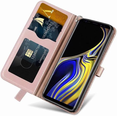 حافظة محفظة MEUPZZK لهاتف Samsung Galaxy Note 9، جلد PU فاخر منقوش على شكل شجرة [Folio Flip] [مسند] [فتحات للبطاقات] [حزام المعصم] [6.4 بوصة] غطاء هاتف لهاتف Samsung Galaxy Note 9 (R-أسود) in Saudi Arabia
