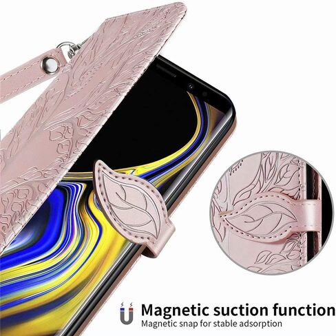 حافظة محفظة MEUPZZK لهاتف Samsung Galaxy Note 9، جلد PU فاخر منقوش على شكل شجرة [Folio Flip] [مسند] [فتحات للبطاقات] [حزام المعصم] [6.4 بوصة] غطاء هاتف لهاتف Samsung Galaxy Note 9 (R-أسود) in Saudi Arabia
