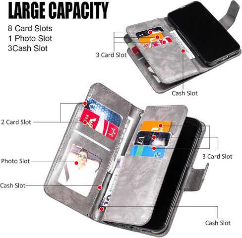 Asuwish Phone Case for Samsung Galaxy A42 5G Wallet Cover with Tempered Glass Screen Protector Flip Credit Card Holder Slot Stand Purse Folio Pocket Mobile Cell A 42 G5 42A S42 4G 2021 Women Men Grey in Saudi Arabia