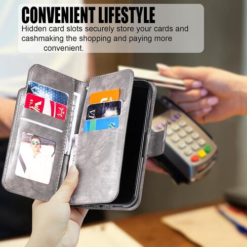 Asuwish Phone Case for Samsung Galaxy A42 5G Wallet Cover with Tempered Glass Screen Protector Flip Credit Card Holder Slot Stand Purse Folio Pocket Mobile Cell A 42 G5 42A S42 4G 2021 Women Men Grey in Saudi Arabia