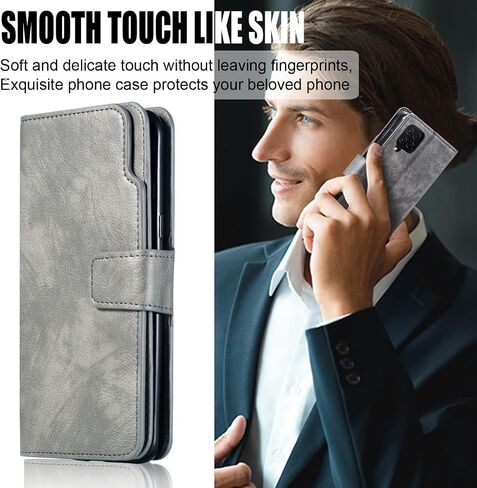 Asuwish Phone Case for Samsung Galaxy A42 5G Wallet Cover with Tempered Glass Screen Protector Flip Credit Card Holder Slot Stand Purse Folio Pocket Mobile Cell A 42 G5 42A S42 4G 2021 Women Men Grey in Saudi Arabia