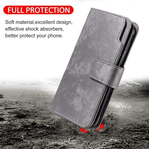 Asuwish Phone Case for Samsung Galaxy A42 5G Wallet Cover with Tempered Glass Screen Protector Flip Credit Card Holder Slot Stand Purse Folio Pocket Mobile Cell A 42 G5 42A S42 4G 2021 Women Men Grey in Saudi Arabia