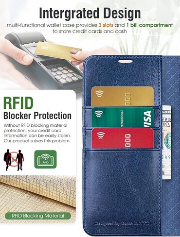 OCASE [Shockproof TPU Inner Shell for Google Pixel 7 Wallet Case PU Leather Flip Folio Case Wallet with Card Holders RFID Blocking Kickstand Google 7 Phone Cover 6.3 Inch 2022 (Blue) in Saudi Arabia