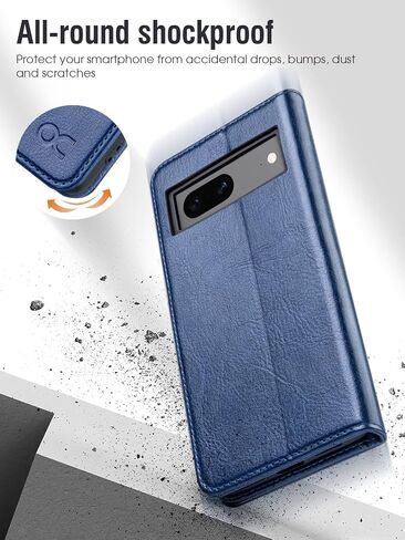 OCASE [Shockproof TPU Inner Shell for Google Pixel 7 Wallet Case PU Leather Flip Folio Case Wallet with Card Holders RFID Blocking Kickstand Google 7 Phone Cover 6.3 Inch 2022 (Blue) in Saudi Arabia