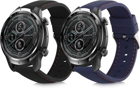 أشرطة kwmobile متوافقة مع أشرطة Ticwatch Pro 3 Ultra/Pro 3 / S2 / GTX - 2x أشرطة ساعات بديلة من السيليكون - أسود/أزرق داكن in Saudi Arabia