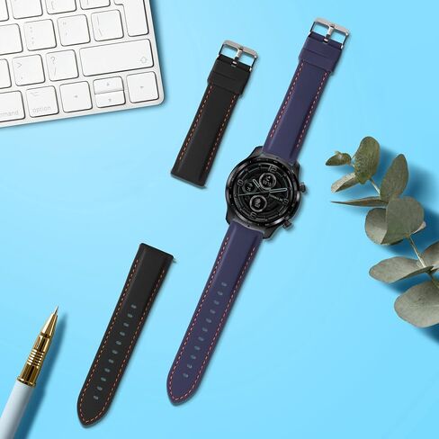 أشرطة kwmobile متوافقة مع أشرطة Ticwatch Pro 3 Ultra/Pro 3 / S2 / GTX - 2x أشرطة ساعات بديلة من السيليكون - أسود/أزرق داكن in Saudi Arabia