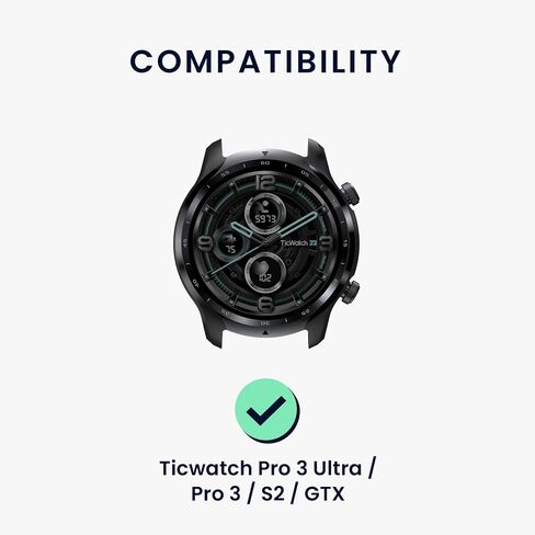 أشرطة kwmobile متوافقة مع أشرطة Ticwatch Pro 3 Ultra/Pro 3 / S2 / GTX - 2x أشرطة ساعات بديلة من السيليكون - أسود/أزرق داكن in Saudi Arabia