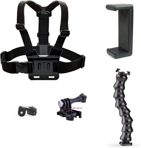Livestream Gear® - PHABLET Chest Mount & Gooseneck Setup for Streaming, Zoom Calls, or Video, to Fit Large Sized Devices up to 104 mm Wide. Compatible with GoPro Cameras and iPhones. in Saudi Arabia