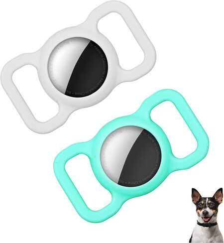 2 Pack Airtag Dog Collar Holders, Pet Cat Silicone Air Tag Case, Anti-Lost GPS Tracking Accessories in Saudi Arabia