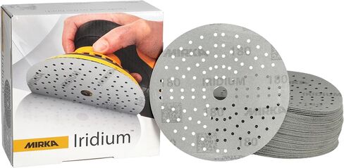 Mirka Iridium Premium Sandpaper Ø 5-Inch Hook & Loop, Grit 40, 50 pcs/for Sanding of Paint, Putty, Primer, Wood, Steel, Mineral Materials, Plastic. in Saudi Arabia