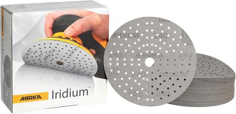 Mirka Iridium Premium Sandpaper Ø 5-Inch Hook & Loop, Grit 40, 50 pcs/for Sanding of Paint, Putty, Primer, Wood, Steel, Mineral Materials, Plastic. in Saudi Arabia