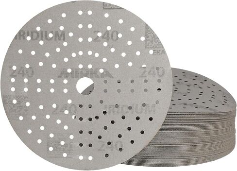 Mirka Iridium Premium Sandpaper Ø 5-Inch Hook & Loop, Grit 40, 50 pcs/for Sanding of Paint, Putty, Primer, Wood, Steel, Mineral Materials, Plastic. in Saudi Arabia