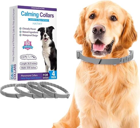 Calming Collar for Dogs (4 Pack) Dog Pheromones Calming Diffuser- Pet Calming Diffuser for Dog and Cats Relief Anxiety Calming Care Lasts 60 Days,Adjustable for All Small Medium and Large Dogs(Grey) in Saudi Arabia