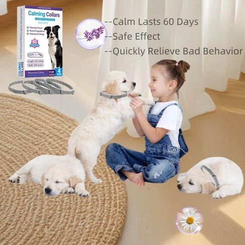 Calming Collar for Dogs (4 Pack) Dog Pheromones Calming Diffuser- Pet Calming Diffuser for Dog and Cats Relief Anxiety Calming Care Lasts 60 Days,Adjustable for All Small Medium and Large Dogs(Grey) in Saudi Arabia
