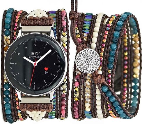 Compatible with Samsung Galaxy Watch 6/5/4/Active 2 40mm 44mm Band/Watch 6 Classic/Galaxy Watch 5 Pro 45mm/Watch 4 Classic,20mm Boho Beaded 5 Wraps Chakra Bracelet Watch Strap for Women Men… in Saudi Arabia