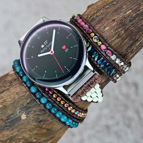 Compatible with Samsung Galaxy Watch 6/5/4/Active 2 40mm 44mm Band/Watch 6 Classic/Galaxy Watch 5 Pro 45mm/Watch 4 Classic,20mm Boho Beaded 5 Wraps Chakra Bracelet Watch Strap for Women Men… in Saudi Arabia