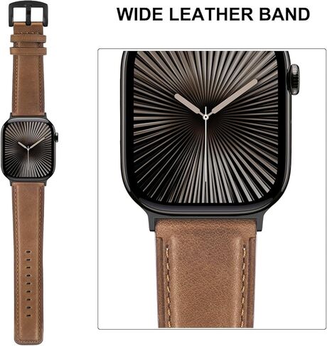حزام TRUMiRR لساعة Apple Series 10 مقاس 46 مم، حزام ساعة جلد عريض من الفولاذ المقاوم للصدأ بحزام مشبك لـ Ultra 2 / Ultra/SE/Series 9 8 7 6 5 4 49 مم 45 مم 44 مم in Kuwait
