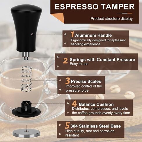 Espresso Tamper 51mm, Stainless Steel Tamper, Constant Pressure Espresso Tamper, Tamper for Espresso Machine, Loaded Gifts for Barista Coffee Lovers (51mm) in Saudi Arabia