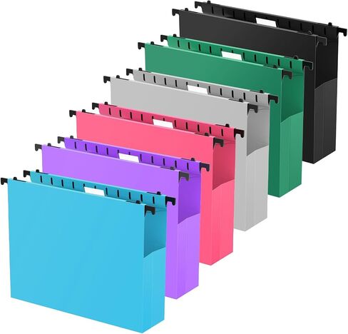 Plastic Extra Capacity Hanging File Folder Letter Size, 12 Pack Reinforced Hang Folders,Sides Expandable Design,Heavy Duty 2 Inch Expansion,Hanging Organizer Designed for Bulky Files (Pink) in Saudi Arabia