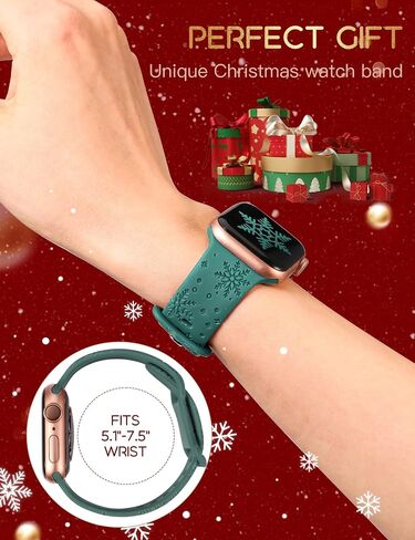 Wearlizer 3 Packs Snowflakes Engraved Bands Compatible with Apple Watch Band 41/40/38/42/45/44/46/49mm Women, Soft Silicone Holiday Sport Strap for Ultra/Ultra 2 Series 10 9 8 7 6 5 4 3 2 1 SE in Kuwait