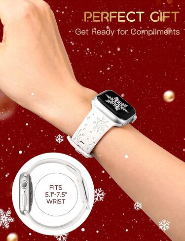 Wearlizer 3 Packs Snowflakes Engraved Bands Compatible with Apple Watch Band 41/40/38/42/45/44/46/49mm Women, Soft Silicone Holiday Sport Strap for Ultra/Ultra 2 Series 10 9 8 7 6 5 4 3 2 1 SE in Kuwait