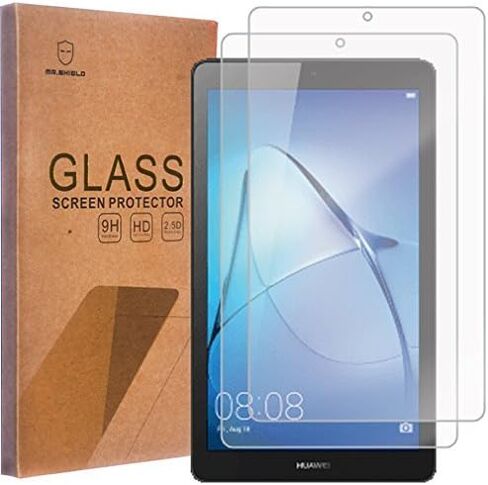 Mr.Shield [2-PACK] Designed For Huawei MediaPad T3 7.0 inch [Tempered Glass] Screen Protector [0.3mm Ultra Thin 9H Hardness 2.5D Round Edge] with Lifetime Replacement in Saudi Arabia