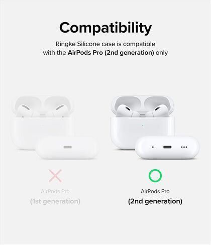 Ringke Silicone Case Compatible with AirPods Pro 2 Case, Slim Lightweight Cover Designed for AirPods Pro 2nd Generation Case - Midnight Blue in Saudi Arabia