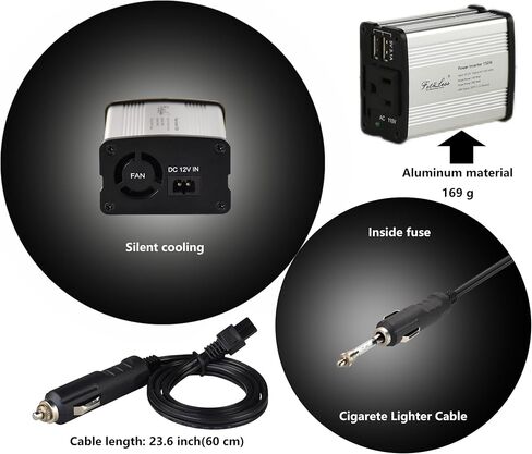 محول طاقة موجة جيبية معدلة بقوة 150 وات وطاقة زيادة 300 وات مع مخرجين USB. (أزرق) in Kuwait