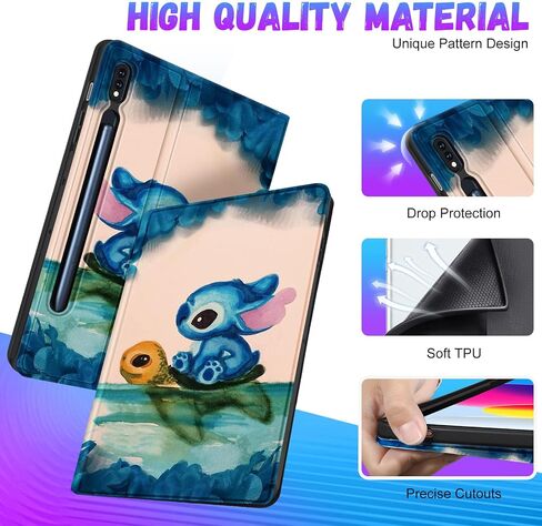 Trendy Fun for Samsung Galaxy Tab S9 Plus/ S9 Fe Plus Case 2023 12.4 inch Cute Cartoon Character Kawaii Smart Covers for Girls Kids Boys Teens Design Stand Folio for Tab S 9 Plus/S9 fePlus, TurtleStit in Saudi Arabia