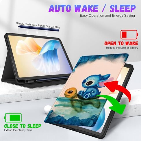Trendy Fun for Samsung Galaxy Tab S9 Plus/ S9 Fe Plus Case 2023 12.4 inch Cute Cartoon Character Kawaii Smart Covers for Girls Kids Boys Teens Design Stand Folio for Tab S 9 Plus/S9 fePlus, TurtleStit in Saudi Arabia