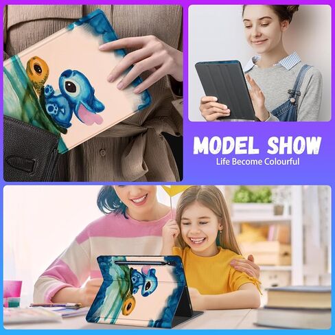 Trendy Fun for Samsung Galaxy Tab S9 Plus/ S9 Fe Plus Case 2023 12.4 inch Cute Cartoon Character Kawaii Smart Covers for Girls Kids Boys Teens Design Stand Folio for Tab S 9 Plus/S9 fePlus, TurtleStit in Saudi Arabia