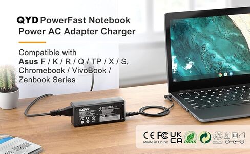 45W 19V 2.37A AC Adapter Laptop Charger Compatible with ASUS Vivobook E410KA E210MA L210MA L210M L210 L510MA L510M L510 L410MA L410M L410 ZenBook 14 Q407I Notebook Power Supply Cord in Saudi Arabia