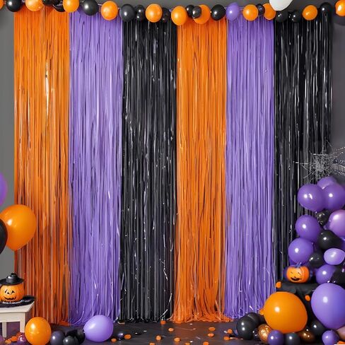 هالوين صورة خلفية برتقالي أرجواني أسود خلفية 3 قطع 3.3 × 6.6 قدم زخارف حفلة الهالوين احباط هامش الستائر كشك الدعائم عيد ميلاد هالوين حزب ديكو نافذة الباب داخلي في الهواء الطلق in Kuwait