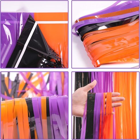 هالوين صورة خلفية برتقالي أرجواني أسود خلفية 3 قطع 3.3 × 6.6 قدم زخارف حفلة الهالوين احباط هامش الستائر كشك الدعائم عيد ميلاد هالوين حزب ديكو نافذة الباب داخلي في الهواء الطلق in Kuwait