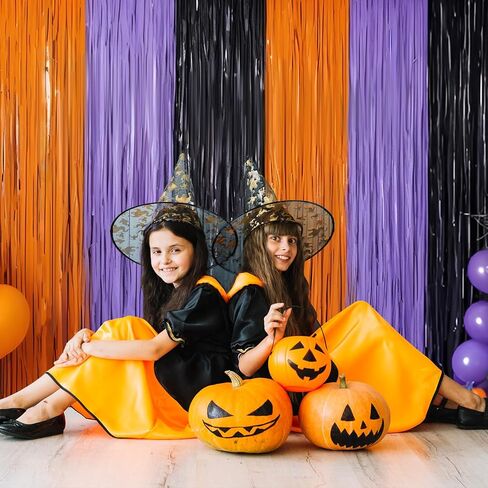 هالوين صورة خلفية برتقالي أرجواني أسود خلفية 3 قطع 3.3 × 6.6 قدم زخارف حفلة الهالوين احباط هامش الستائر كشك الدعائم عيد ميلاد هالوين حزب ديكو نافذة الباب داخلي في الهواء الطلق in Kuwait