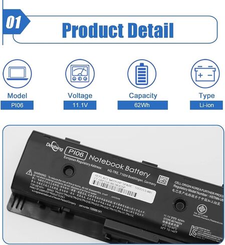 Dentsing PI06 Compatible Laptop Battery with HP Envy 14 15 17 Pavilion 14 15 17 17T Series P106 PI06XL PI09 709988-421 709988-541 709988-851 709989-421 710416-001 710417-001 HSTNN-LB4N M7-J020DX in Saudi Arabia
