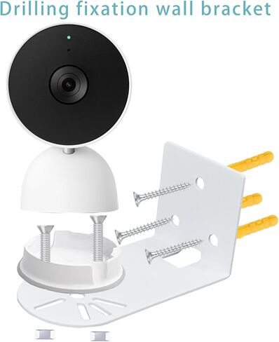حامل حائط معدني متوافق مع بطارية Google Nest Cam الخارجية الجيل الثاني، دعامة لاصقة لكاميرا الأمان الداخلية والخارجية بدون دعامة تثبيت للحفر لزاوية رؤية أفضل، عبوتان in Kuwait