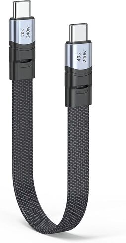 Short USB 4 Cable Flat 20inch/50cm Dual Type-c 240W Fast Charging Cable with 8K@60Hz 40Gbps Data Transfer USB C Cable Compatible with iPhone15,MacBook,Thunderbolt 4/3,iPad,Monitor in Kuwait