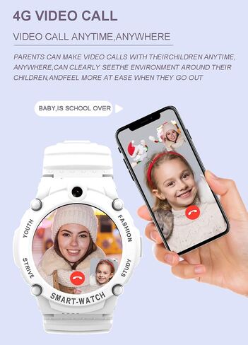 PTHTECHUS 4G Smart Watch Phone for Children - Kids Smartwatch with WiFi, Dail, Voice Messages & Video Calls, GPS Location, SOS, Camera and Pedometer for Boys Girl Present in Saudi Arabia