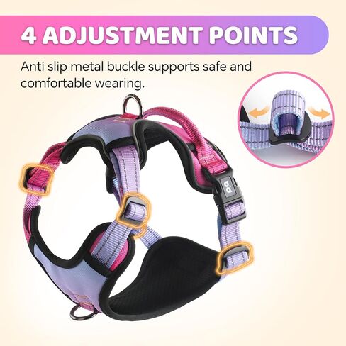 QQPETS No Pull Dog Harness with 2 Leash Clips，Adjustable Soft Padded Dog Vest, Reflective Outdoor Pet Oxford Vest with Easy Control Handle for Small to Large Dogs Walking Training in Kuwait