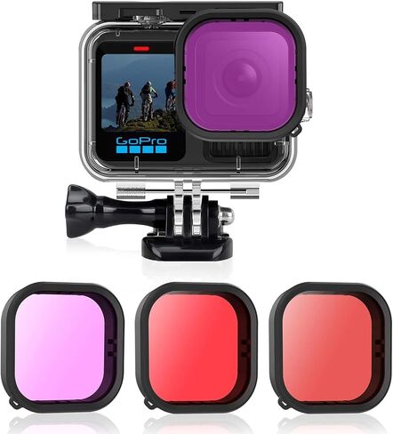 AFAITH 3-Pack Dive Filter Kit + Waterproof Case for GoPro Hero 13/12/11/10/9 Black, Underwater Diving Photography Protective Housing Shell Cover + 3-Pack Dive Filter for GoPro Hero 13/12/11/10/9Black in Saudi Arabia