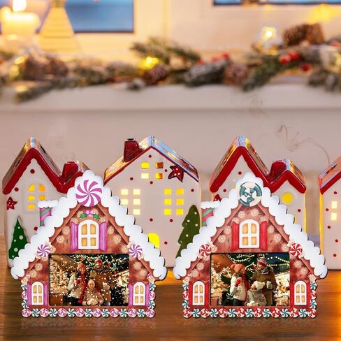 clothmile 2 Pieces Sparkle Snowflake Photo Frame 4x6 Inch Picture Display Winter Christmas Frame Decorations for Tabletop Wooden Frame Home Decorative Xmas Holiday Gift (Gingerbread House) in Saudi Arabia