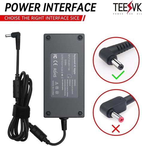 180W AC Charger for MSI GE62 GE72 GS60 GS63 GS65 GS70 GS73VR GE62VR GS63VR GS43VR GT60 GT70 GP62 GP63 GP72 GP62X GP62MVR GP62MVRX GL65 Laptop MSI Power Supply Cord 19.5V 9.23A 5.5 * 2.5mm in Kuwait