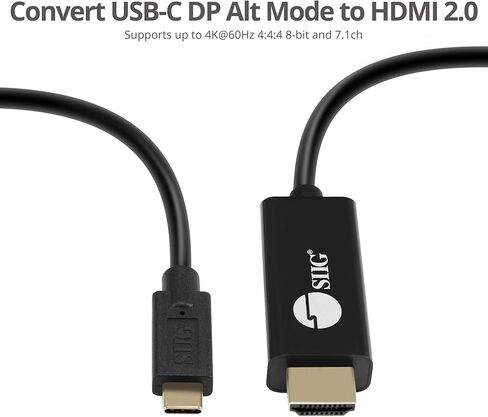 كابل SIIG بطول 6.6 قدم USB-C إلى HDMI نشط، HDMI 2.0 4K60 HDR، محمول لأجهزة الكمبيوتر المحمولة التي تعمل بنظام Windows وMac أو الهاتف الذكي والكمبيوتر اللوحي، يلزم وضع USB-C DP Alt (CB-TC0J11-S1) in Saudi Arabia